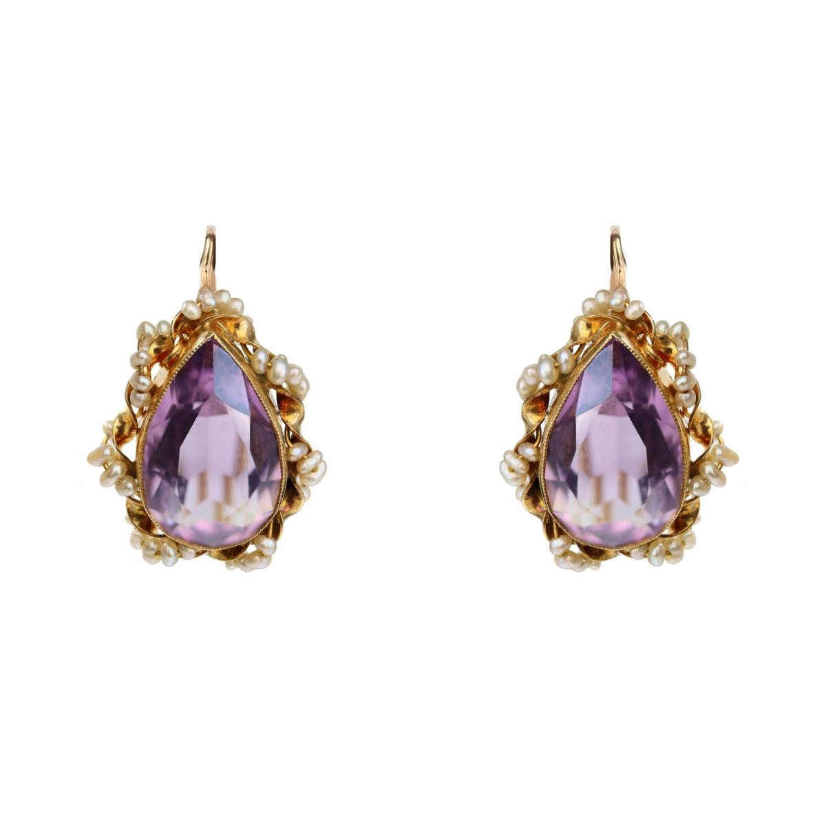 Earrings amethyst and pearl sleepers