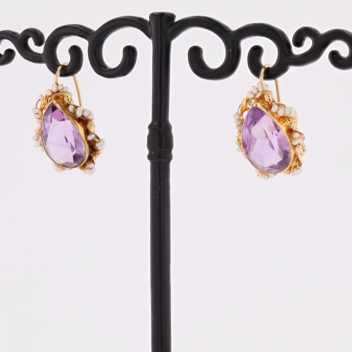 Earrings amethyst and pearl sleepers
