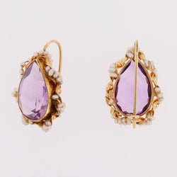 Earrings amethyst and pearl sleepers