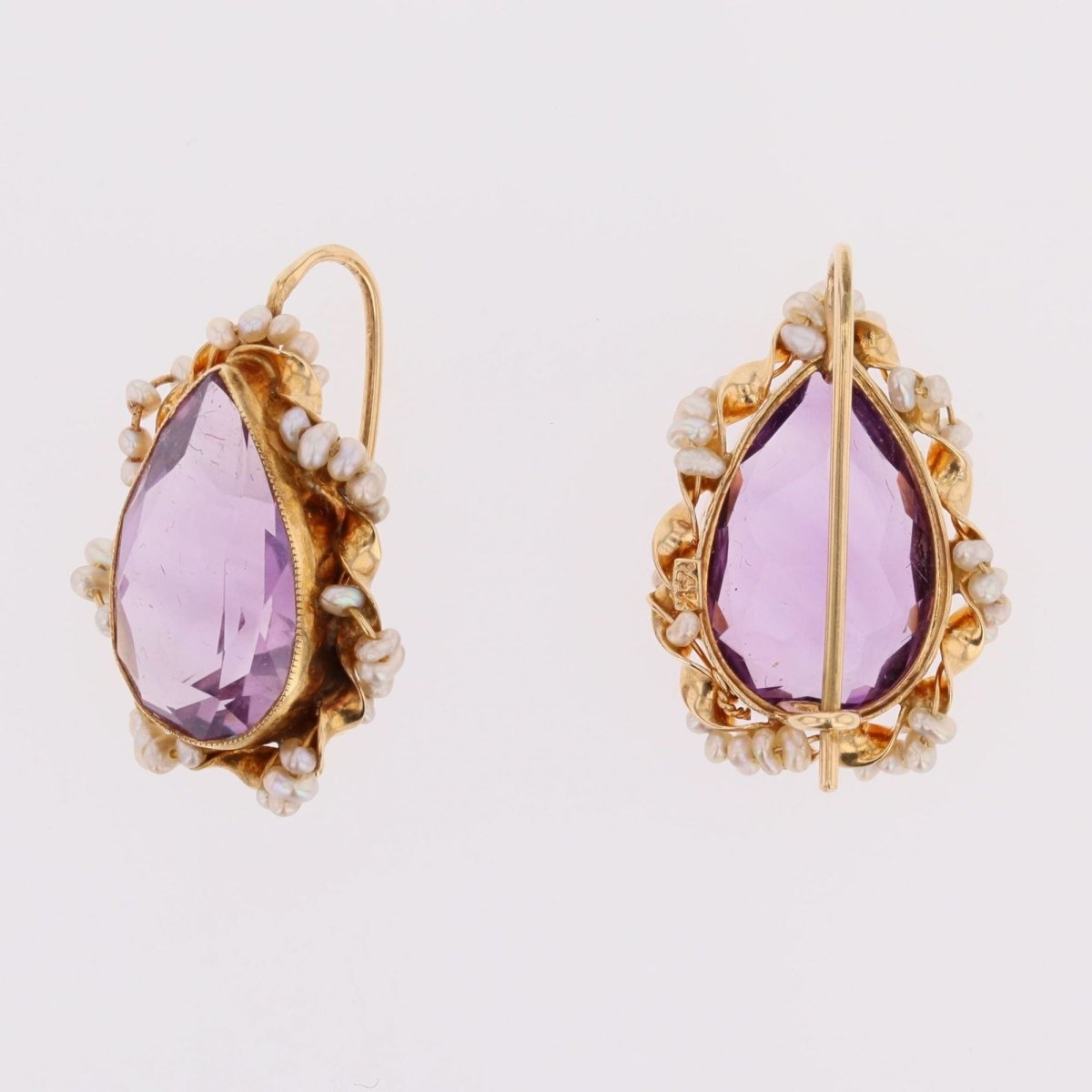 Earrings amethyst and pearl sleepers