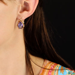 Earrings amethyst and pearl sleepers