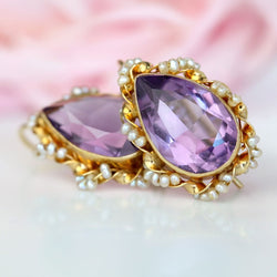 Earrings amethyst and pearl sleepers