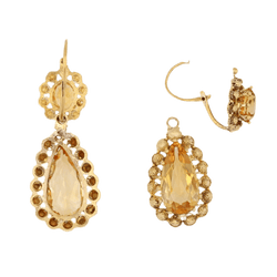Boucles d'oreilles Dormeuses en or jaune et citrines - Castafiore