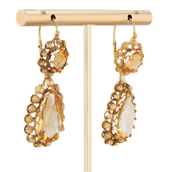 Boucles d'oreilles Dormeuses en or jaune et citrines - Castafiore