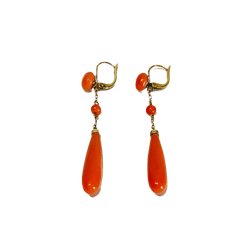 Boucles d'oreilles Dormeuses en or jaune et corail - Castafiore