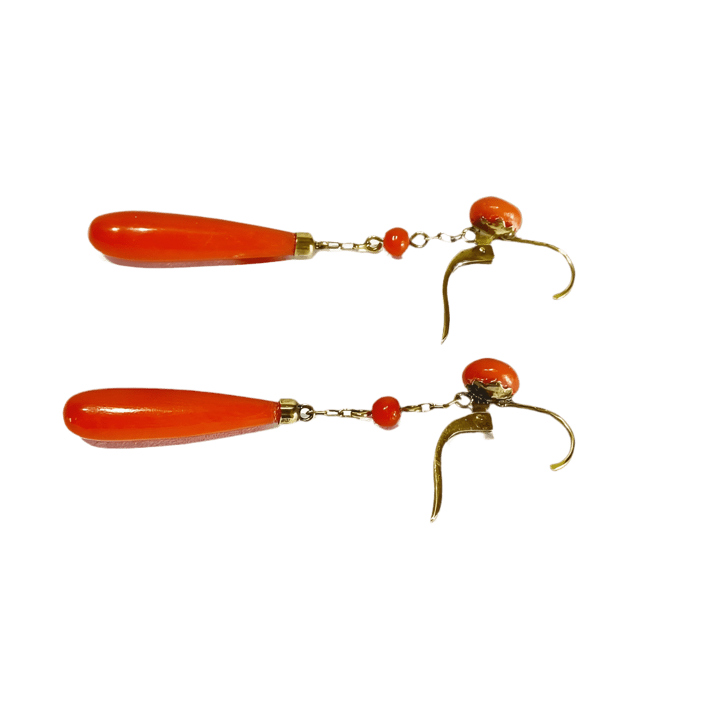 Boucles d'oreilles Dormeuses en or jaune et corail - Castafiore