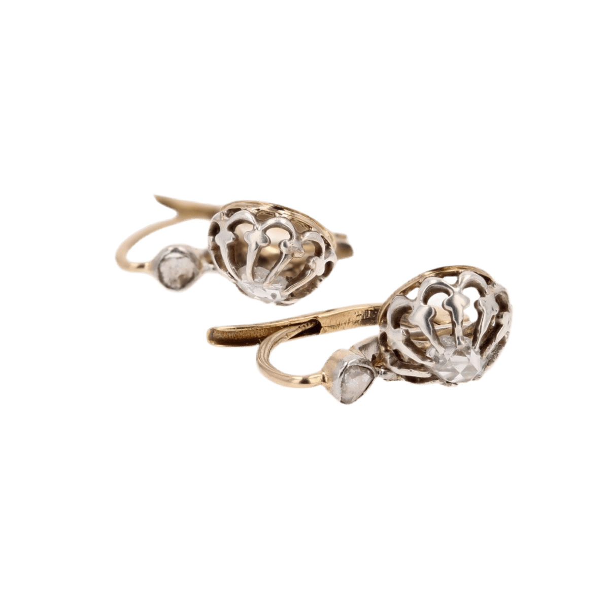 Boucles d'oreilles Dormeuses en or jaune et diamants - Castafiore