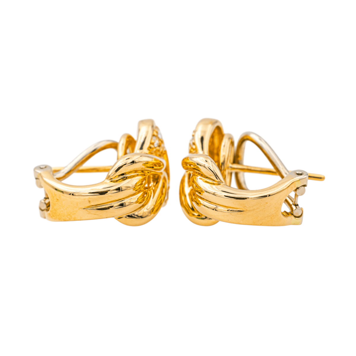 Boucles d'oreilles Dormeuses en or jaune et diamants - Castafiore