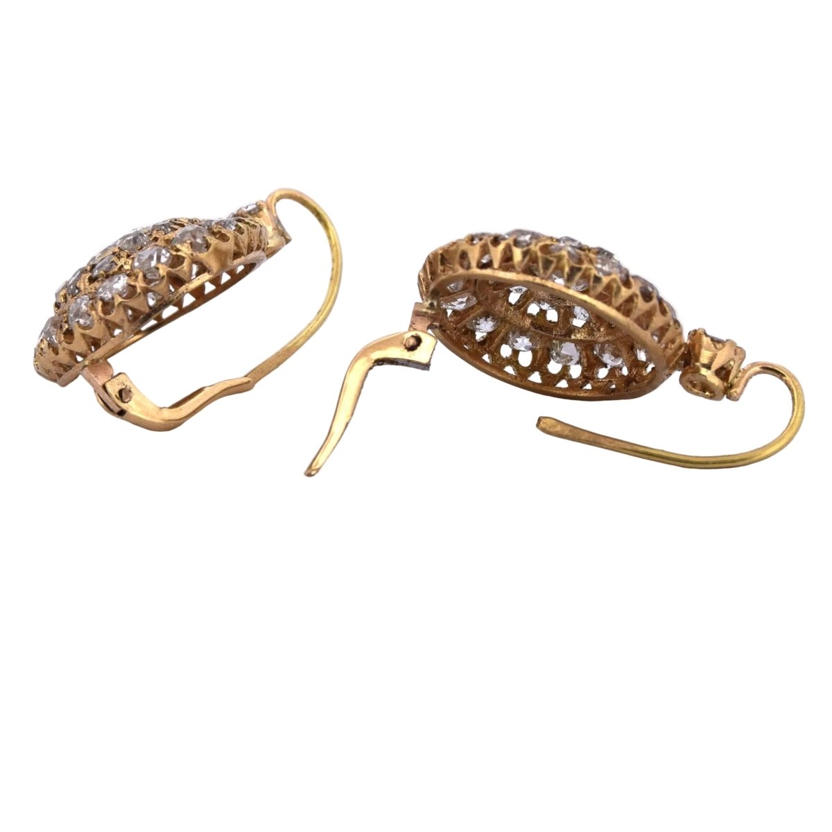 Boucles d'oreilles Dormeuses en or jaune et diamants - Castafiore