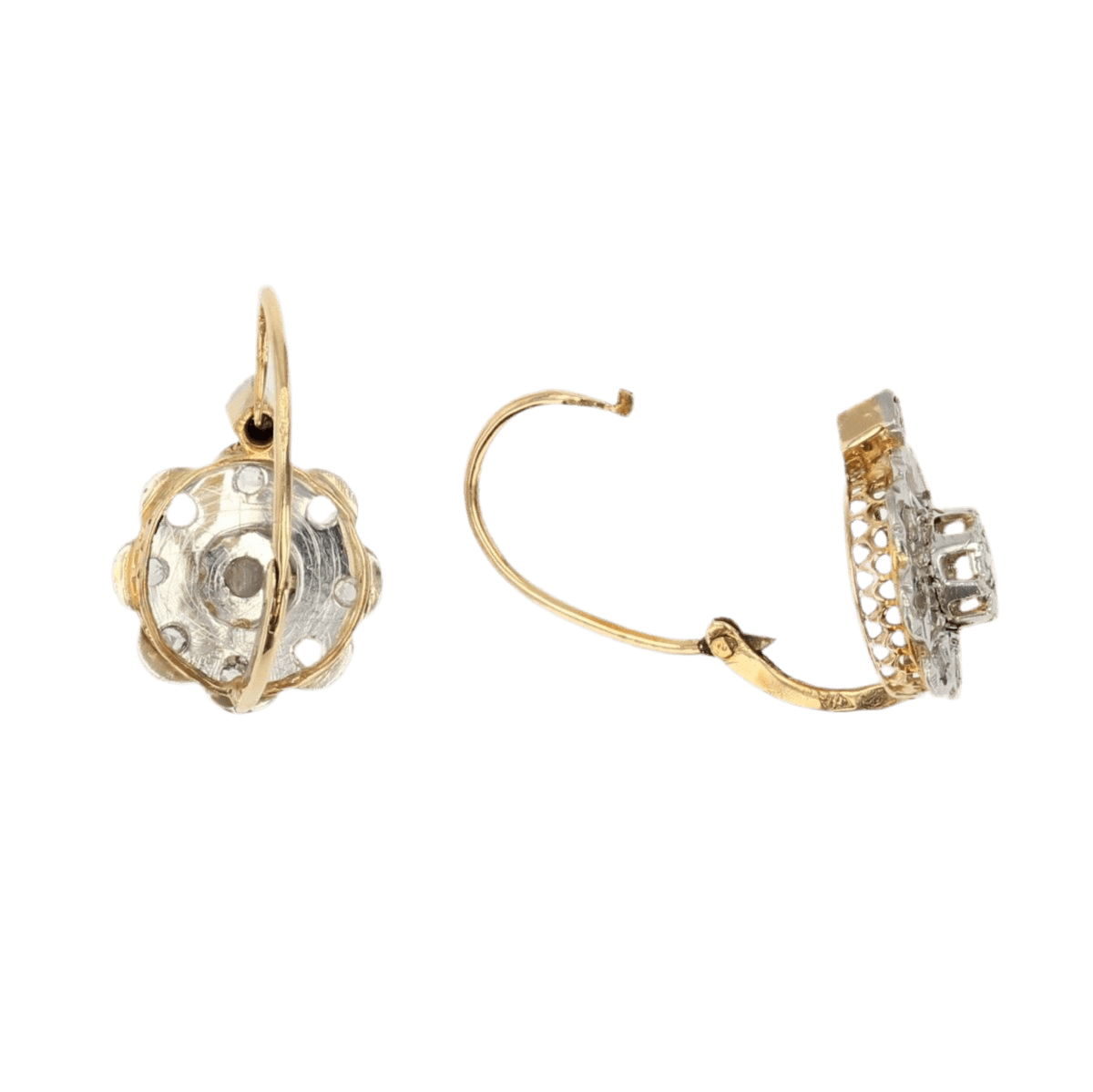 Boucles d'oreilles Dormeuses en or jaune et diamants - Castafiore