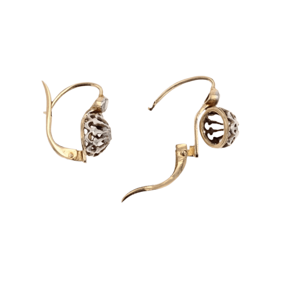 Boucles d'oreilles Dormeuses en or jaune et diamants - Castafiore