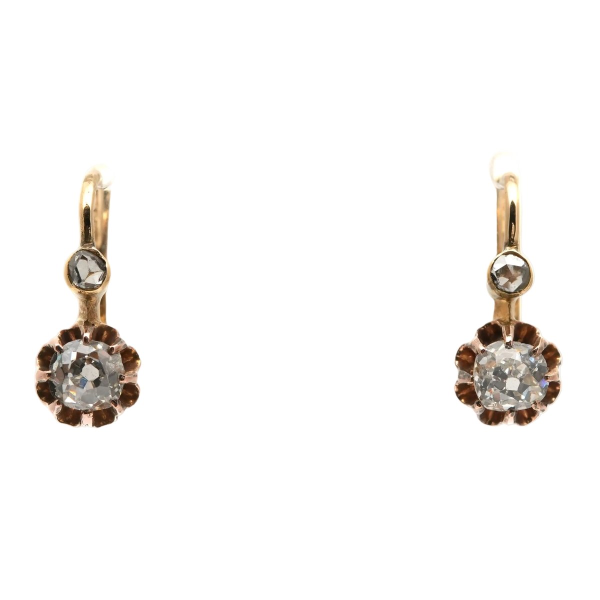Boucles d'oreilles Dormeuses en or jaune et diamants - Castafiore
