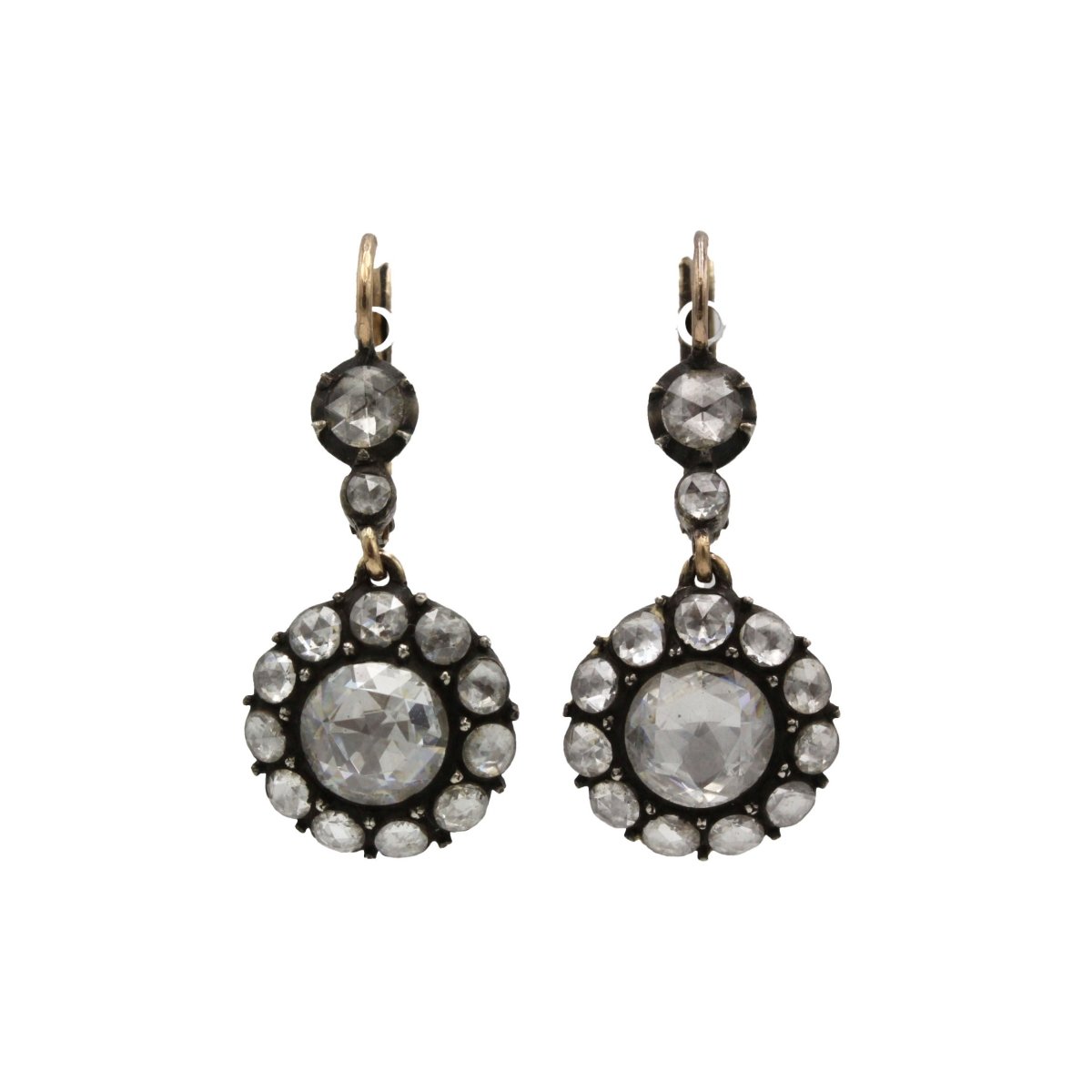 Boucles d'oreilles Dormeuses en or jaune et diamants - Castafiore