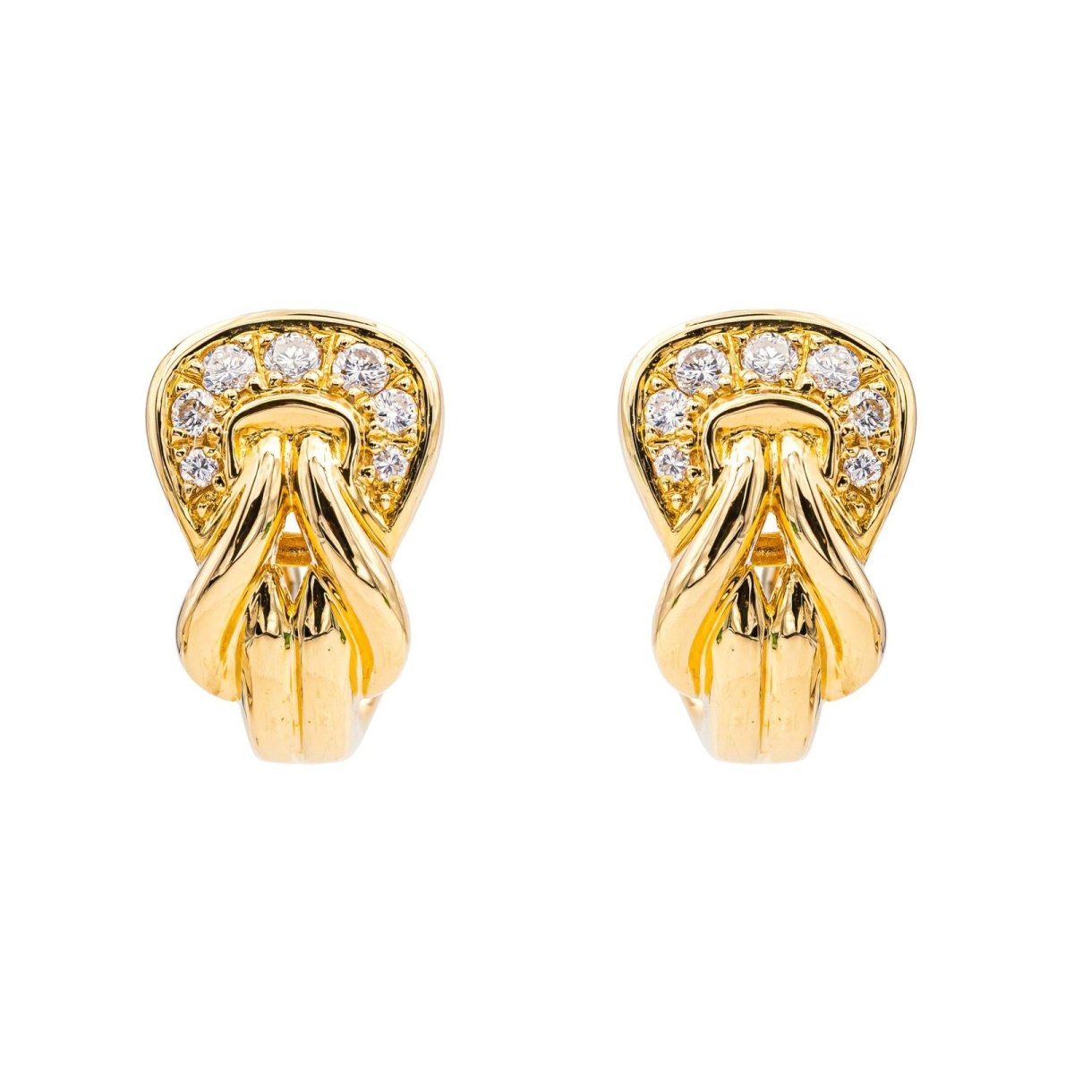 Boucles d'oreilles Dormeuses en or jaune et diamants - Castafiore