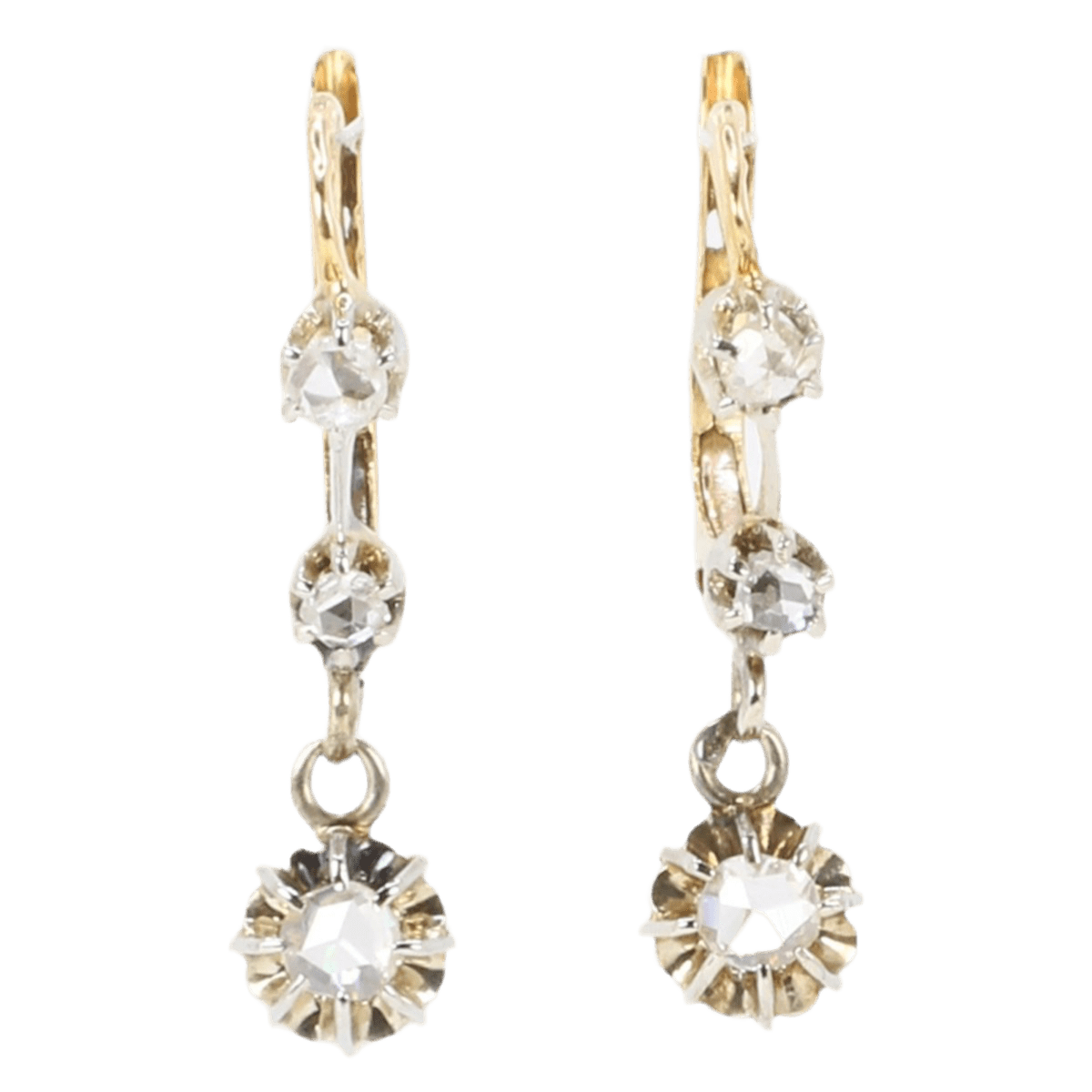 Boucles d'oreilles Dormeuses en or jaune et diamants - Castafiore