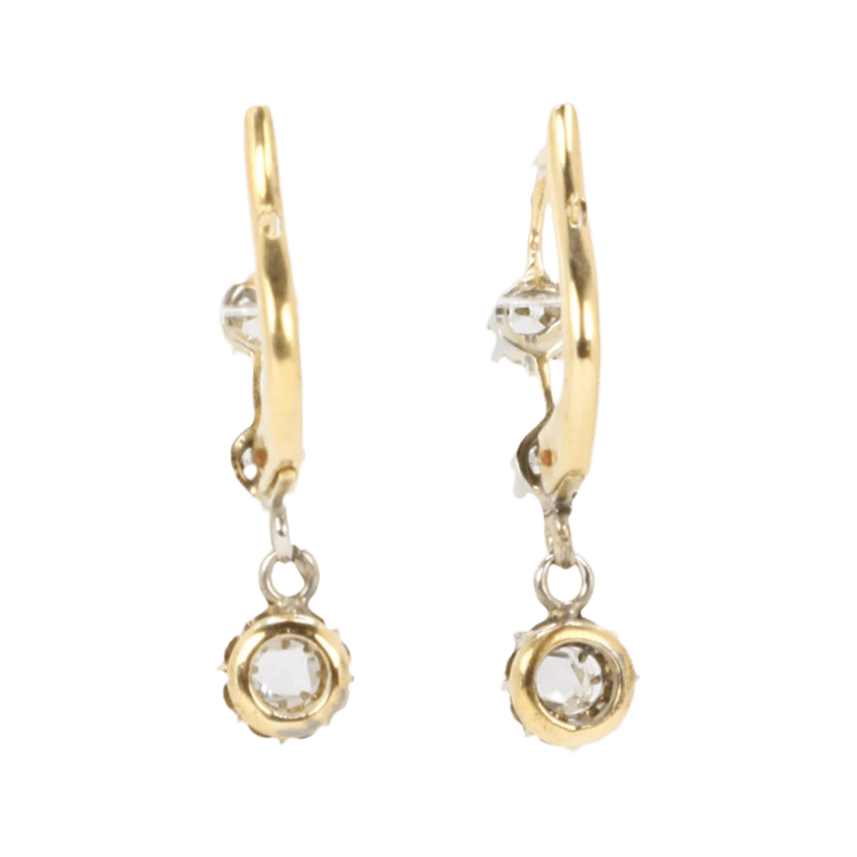 Boucles d'oreilles Dormeuses en or jaune et diamants - Castafiore
