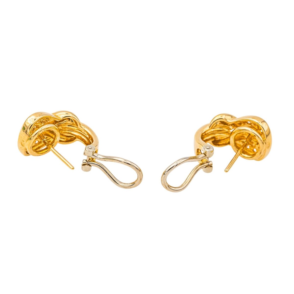 Boucles d'oreilles Dormeuses en or jaune et diamants - Castafiore