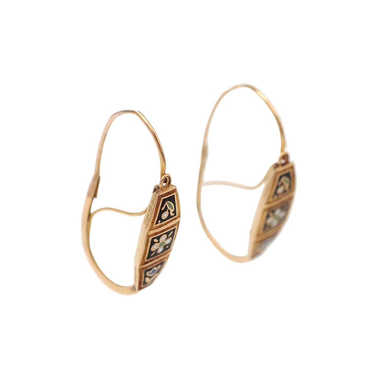 Boucles d'oreilles Dormeuses en or jaune et émail - Castafiore