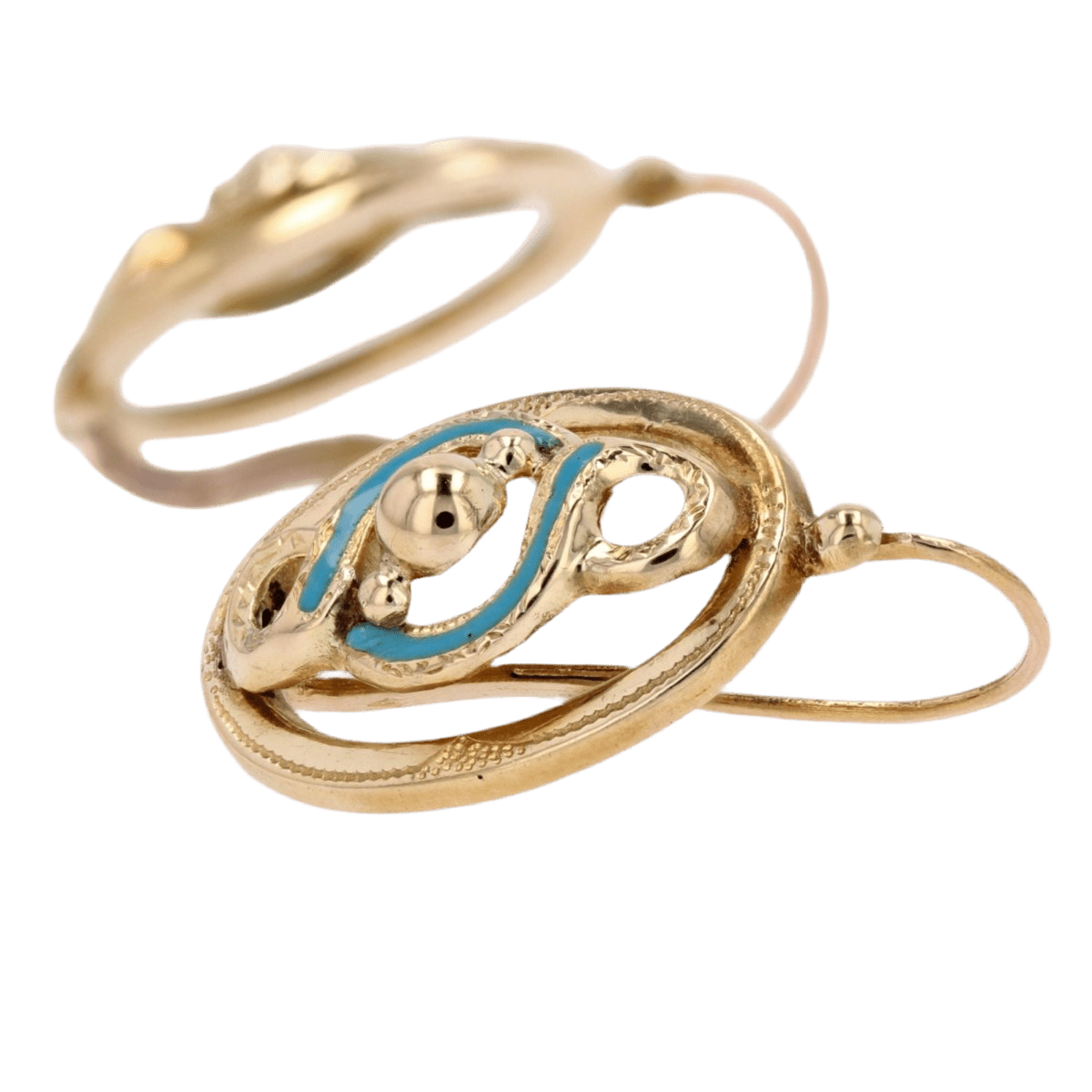 Boucles d'oreilles Dormeuses en or jaune et émail - Castafiore