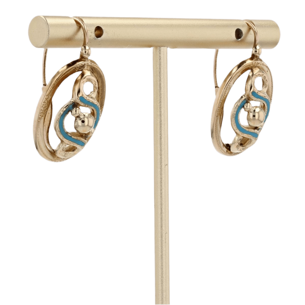 Boucles d'oreilles Dormeuses en or jaune et émail - Castafiore