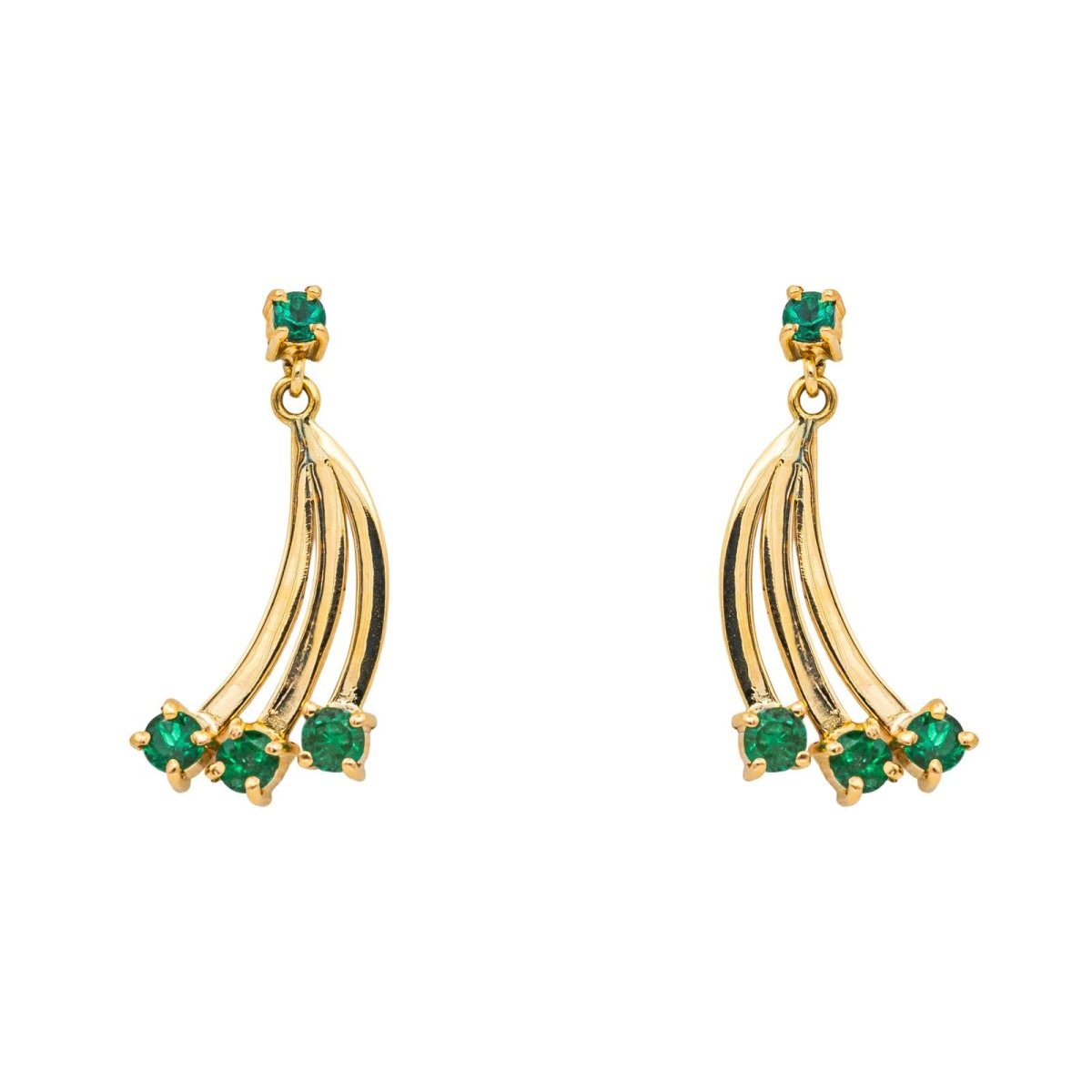 Boucles d'oreilles Dormeuses en or jaune et émeraudes - Castafiore