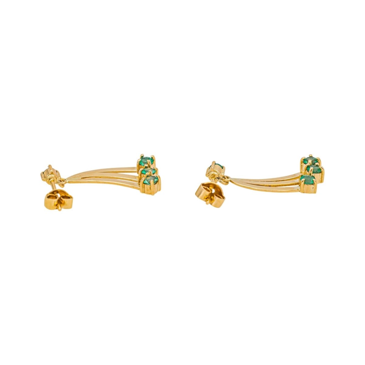 Boucles d'oreilles Dormeuses en or jaune et émeraudes - Castafiore