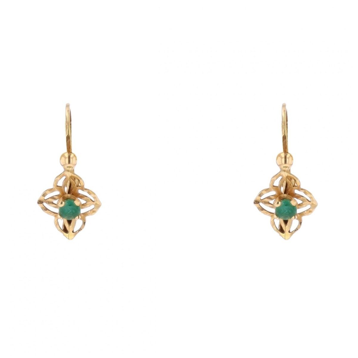 Boucles d'oreilles Dormeuses en or jaune et émeraudes - Castafiore