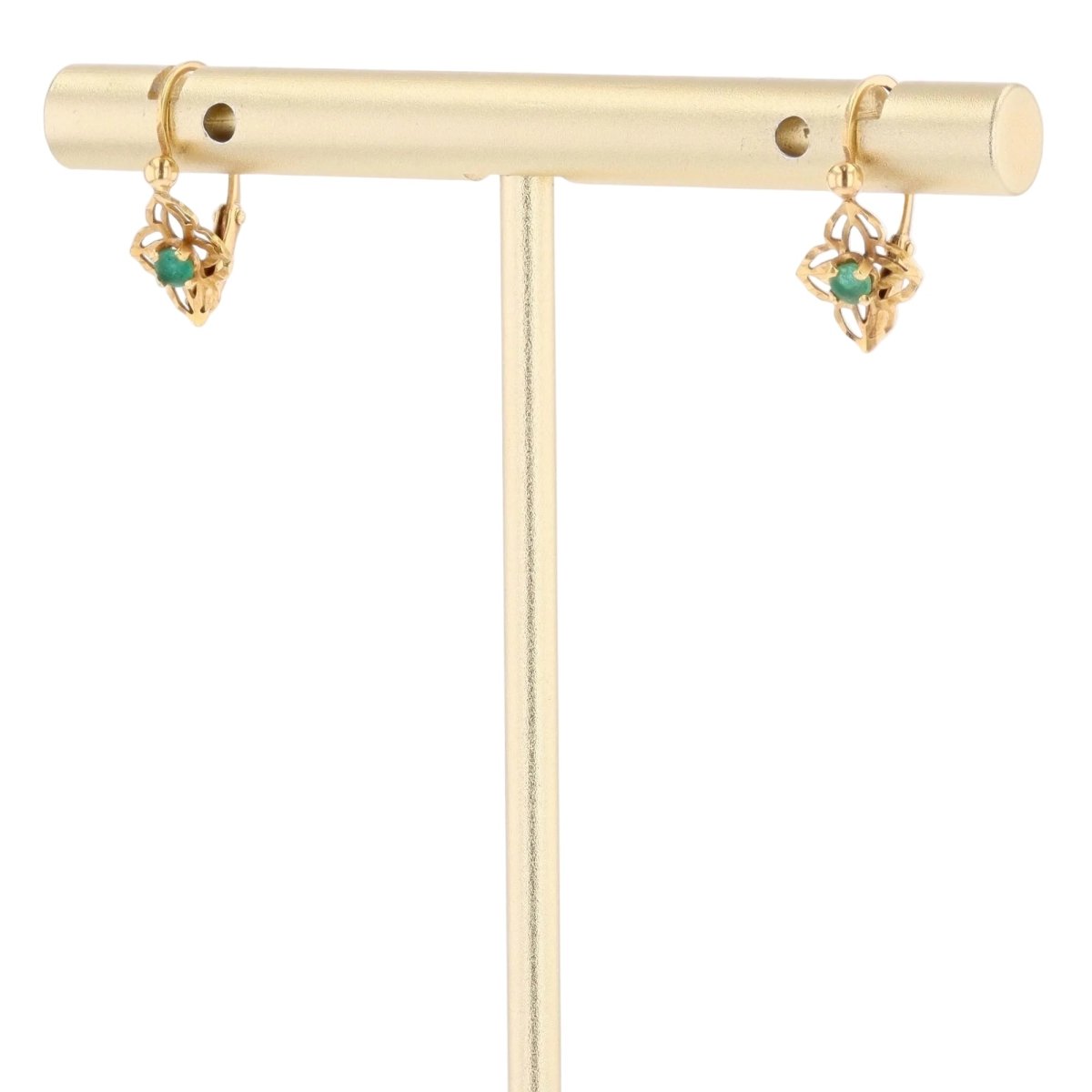 Boucles d'oreilles Dormeuses en or jaune et émeraudes - Castafiore