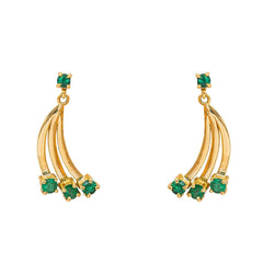 Boucles d'oreilles Dormeuses en or jaune et émeraudes - Castafiore