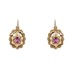 Boucles d'oreilles Dormeuses en or jaune et grenats - Castafiore