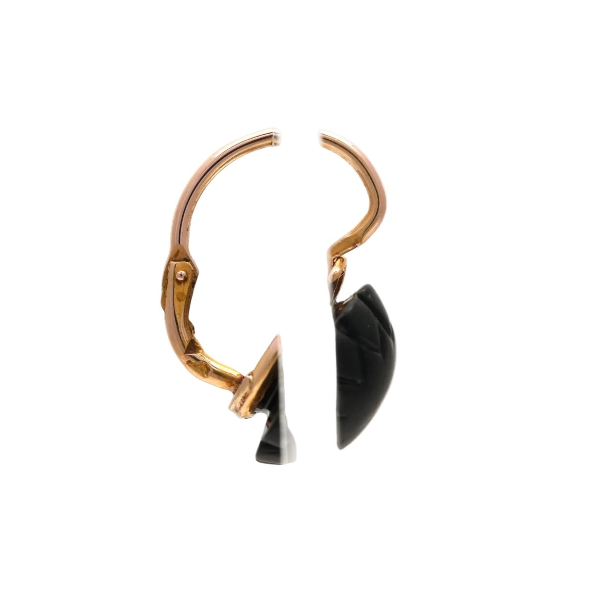 Boucles d'oreilles Dormeuses en or jaune et jais - Castafiore