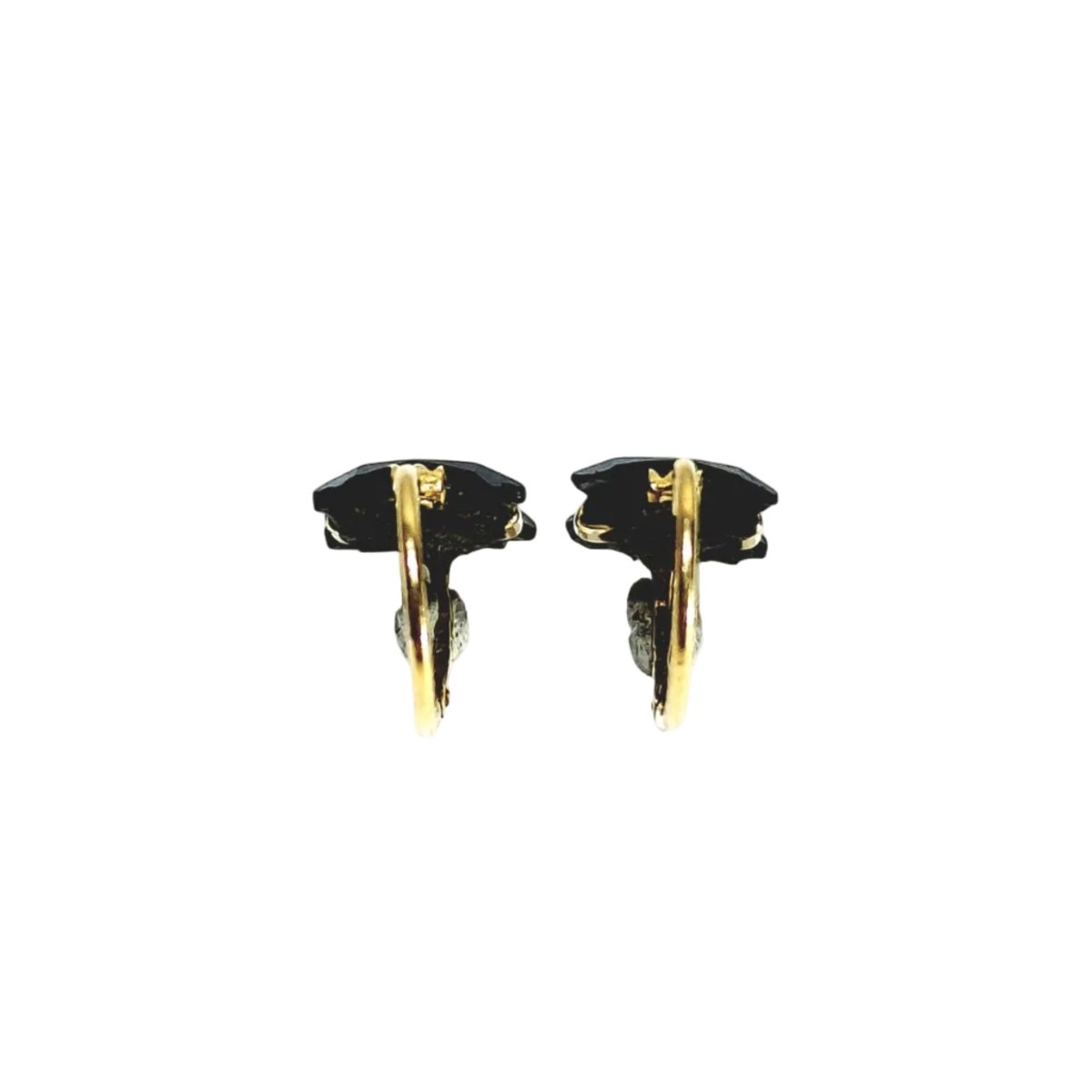 Boucles d’oreilles Dormeuses en or jaune et onyx - Castafiore