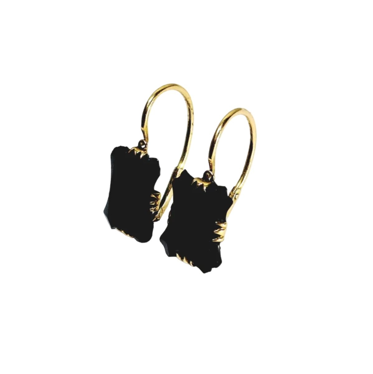 Boucles d’oreilles Dormeuses en or jaune et onyx - Castafiore