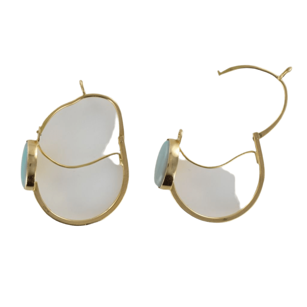 Boucles d'oreilles Dormeuses en or jaune et opales - Castafiore
