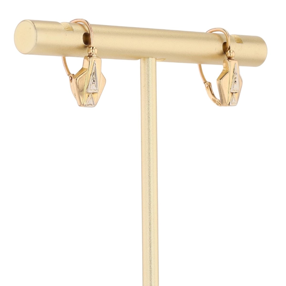 Boucles d'oreilles Dormeuses en or jaune et or blanc - Castafiore