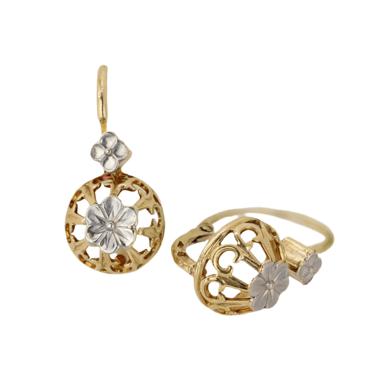 Boucles d'oreilles Dormeuses en or jaune et or blanc - Castafiore