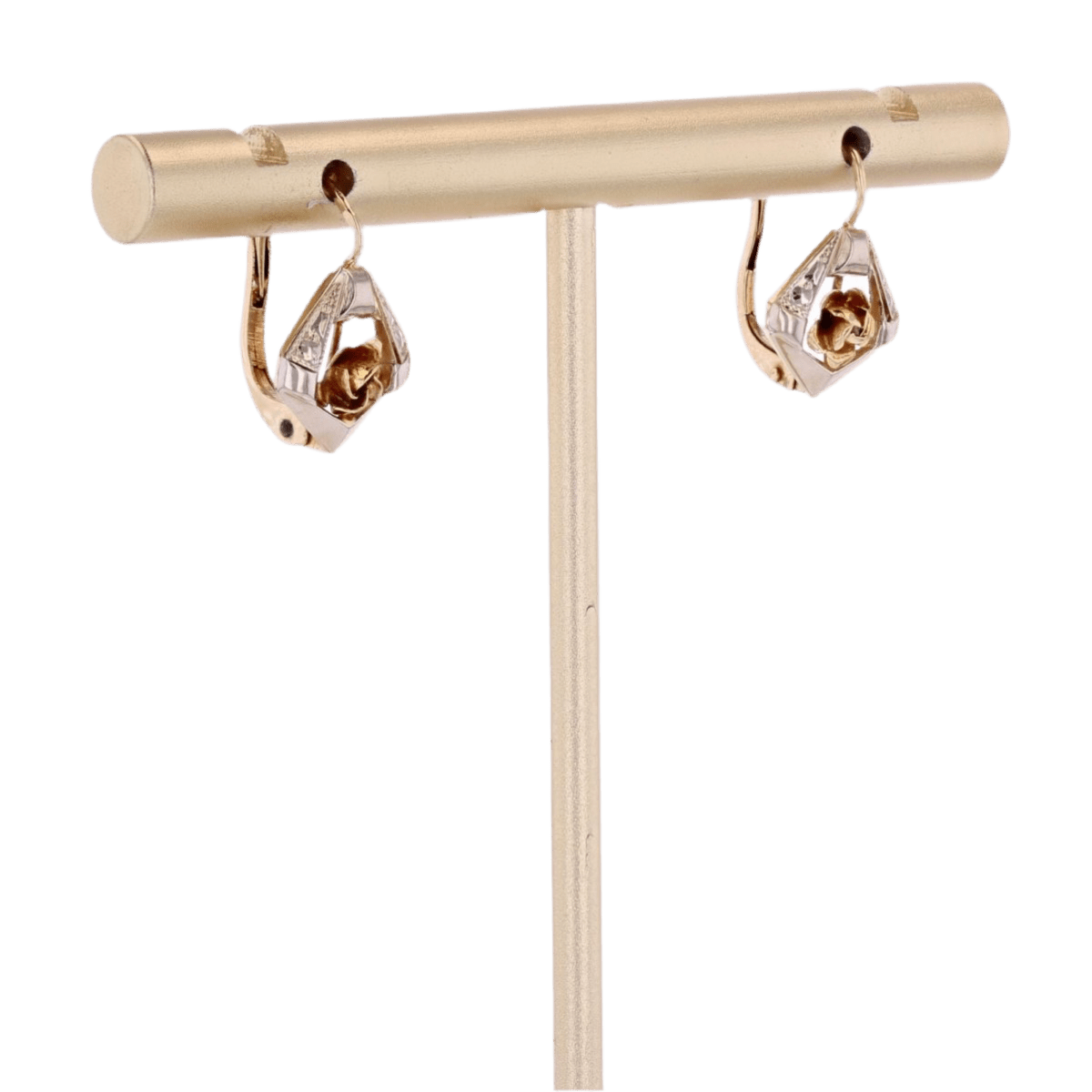 Boucles d'oreilles Dormeuses en or jaune et or blanc - Castafiore