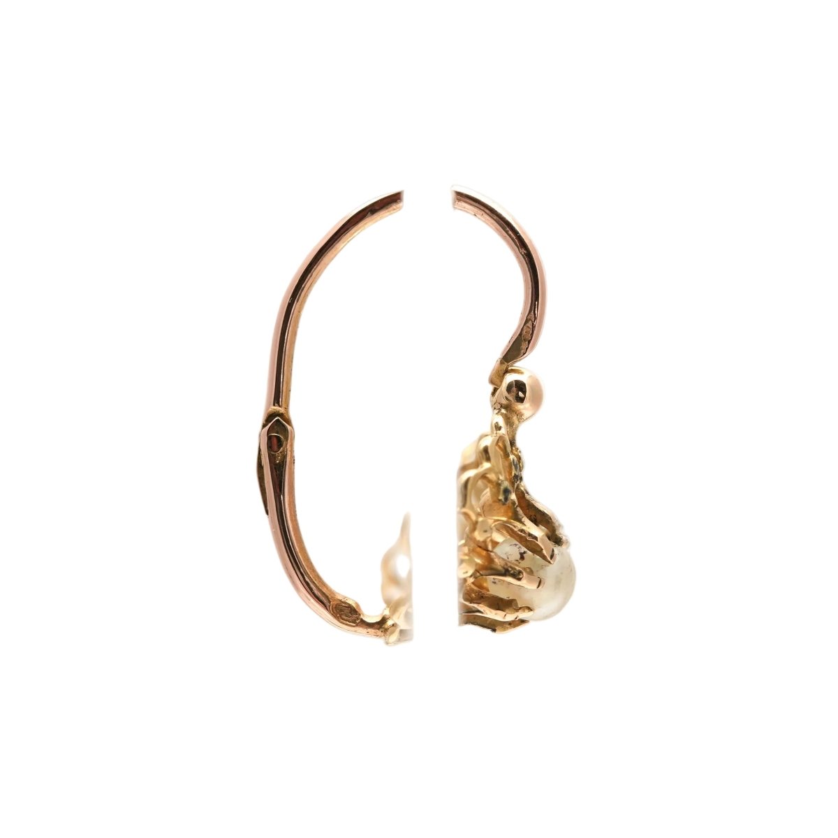 Boucles d'oreilles Dormeuses en or jaune et perles - Castafiore