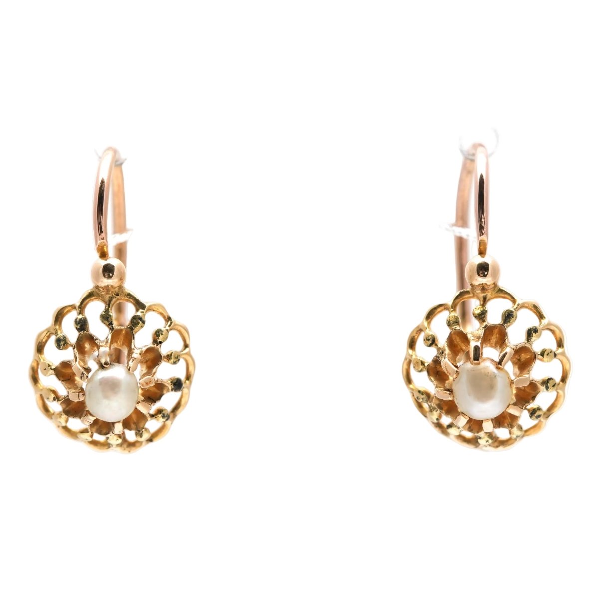 Boucles d'oreilles Dormeuses en or jaune et perles - Castafiore