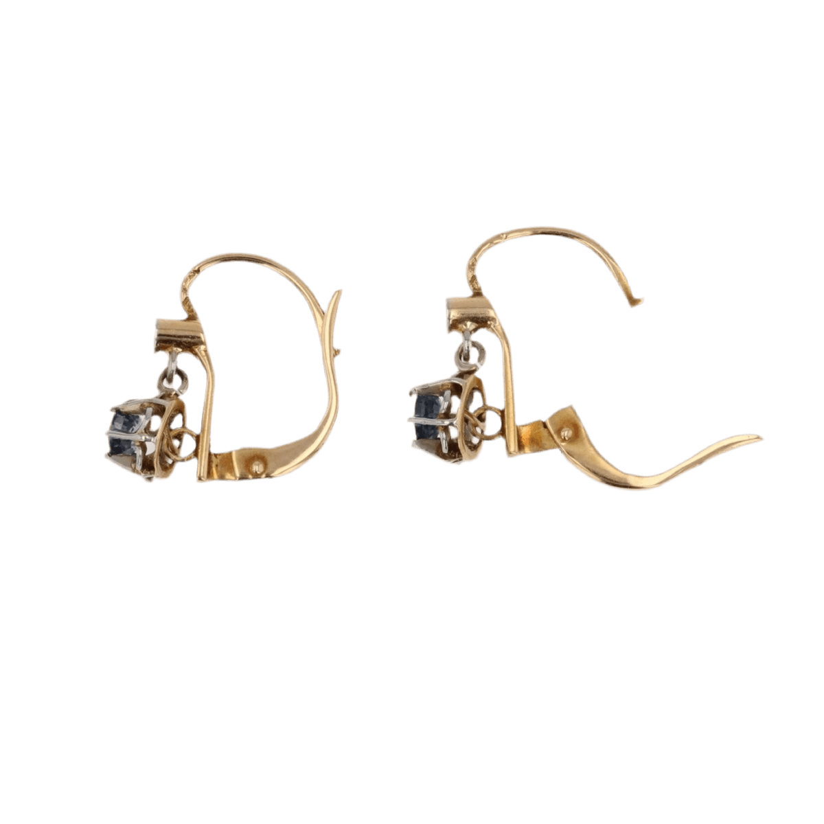 Boucles d'oreilles Dormeuses en or jaune et saphirs - Castafiore