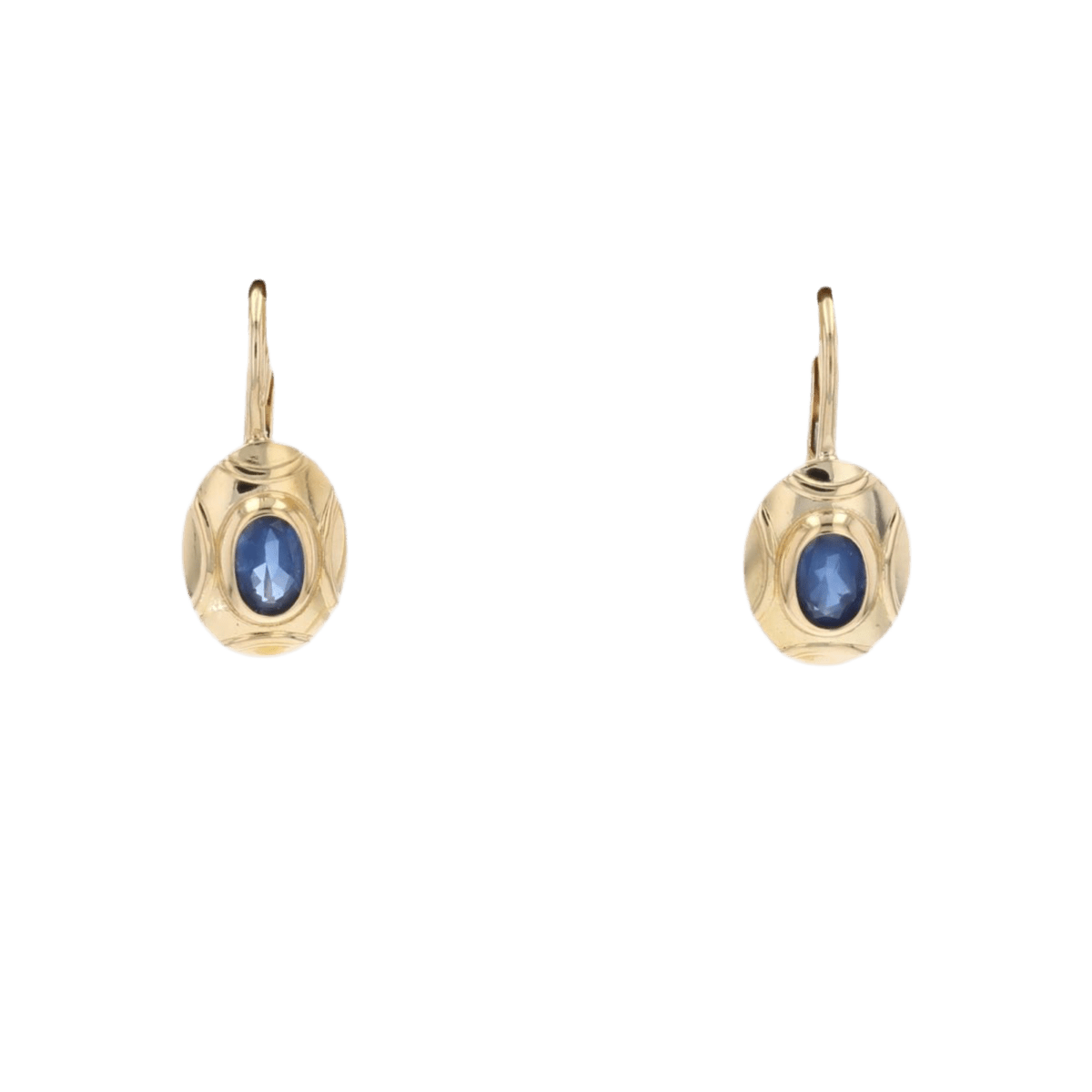 Boucles d'oreilles Dormeuses en or jaune et saphirs - Castafiore