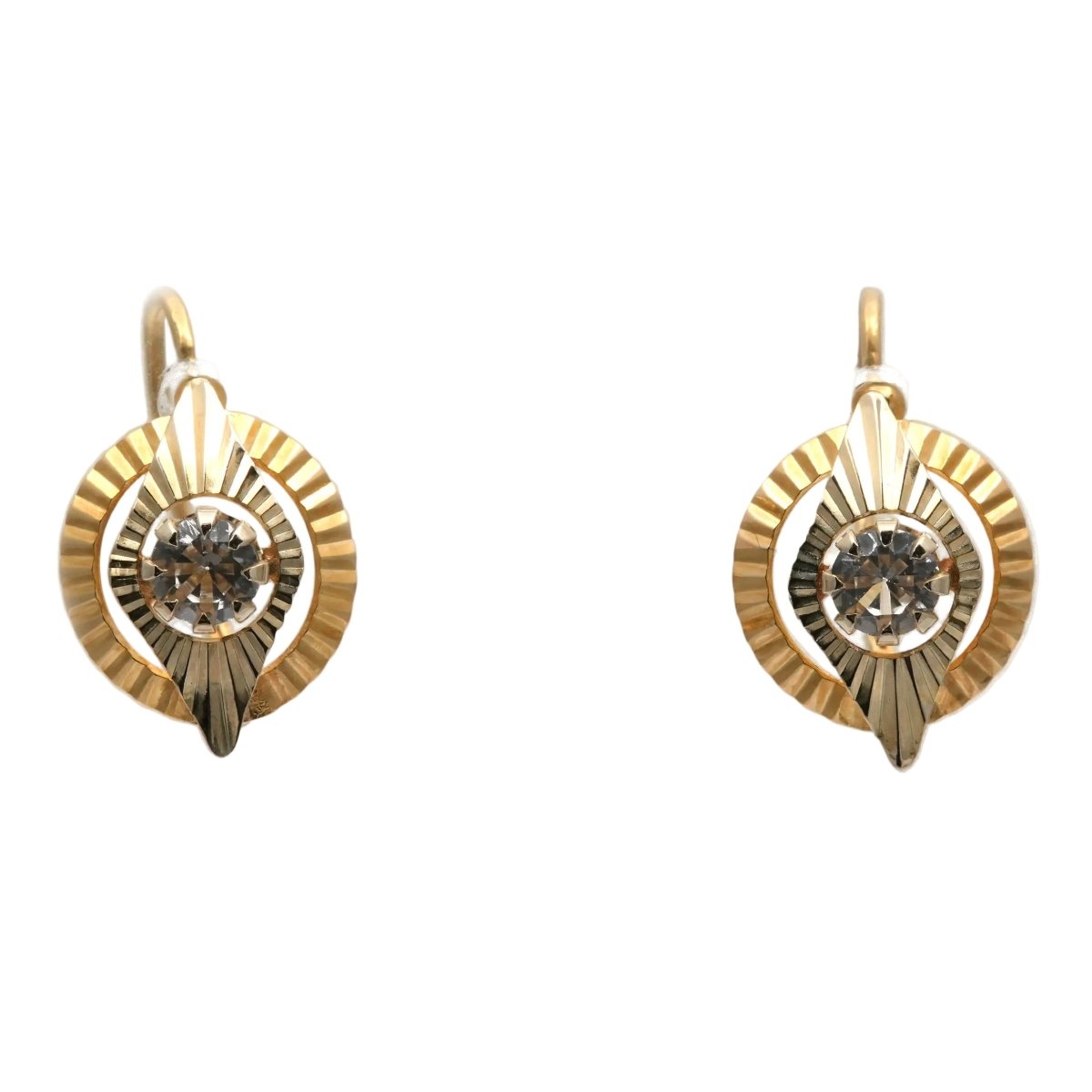 Boucles d'oreilles Dormeuses en or jaune et saphirs - Castafiore