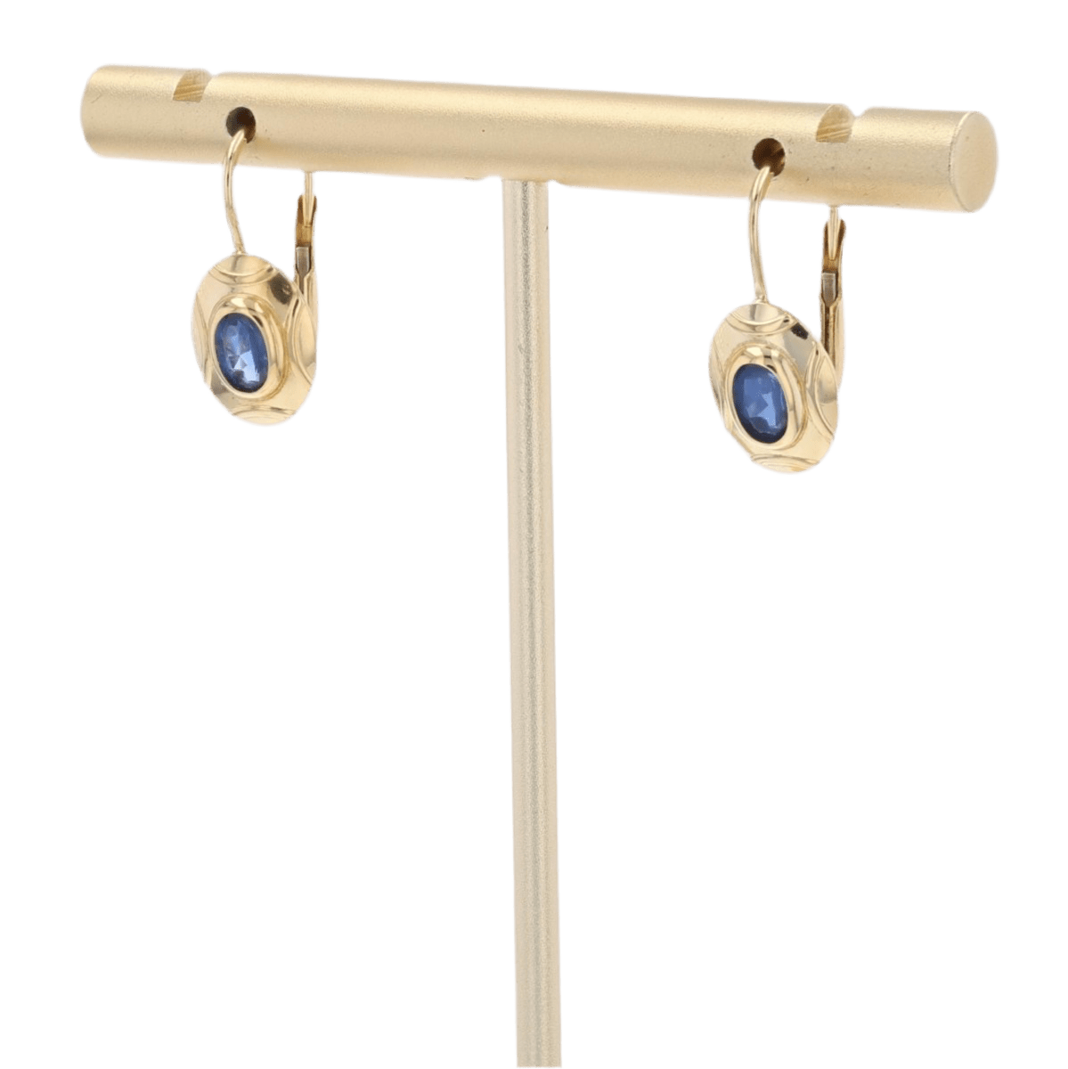 Boucles d'oreilles Dormeuses en or jaune et saphirs - Castafiore