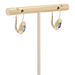 Boucles d'oreilles Dormeuses en or jaune et saphirs - Castafiore