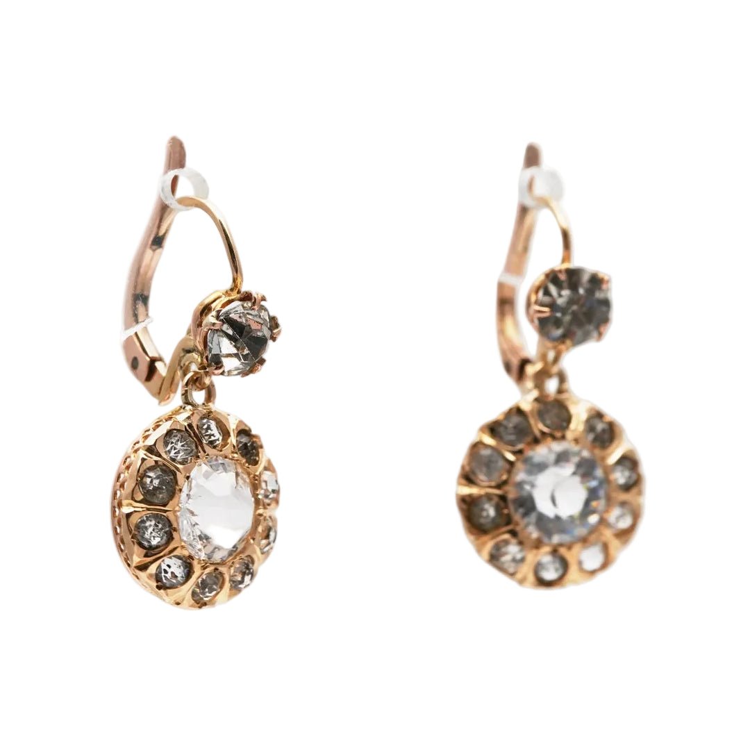 Boucles d'oreilles Dormeuses en or jaune et strass - Castafiore