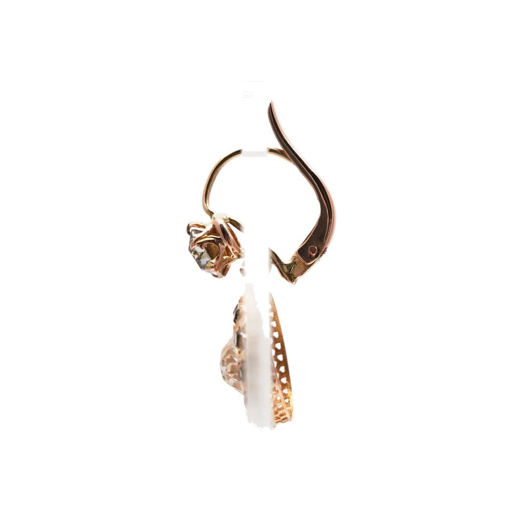 Boucles d'oreilles Dormeuses en or jaune et strass - Castafiore