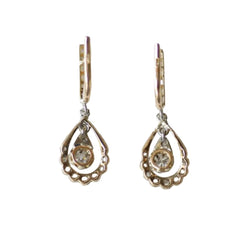Boucles d'oreilles Dormeuses en or jaune, or blanc et diamants - Castafiore