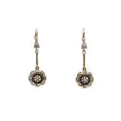 Boucles d'oreilles Dormeuses en or jaune, or blanc, saphirs et diamants - Castafiore
