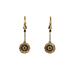 Boucles d'oreilles Dormeuses en or jaune, or blanc, saphirs et diamants - Castafiore