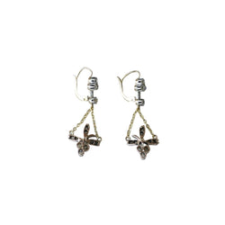 Boucles d'oreilles Dormeuses en or jaune, or rose, argent, et diamants - Castafiore
